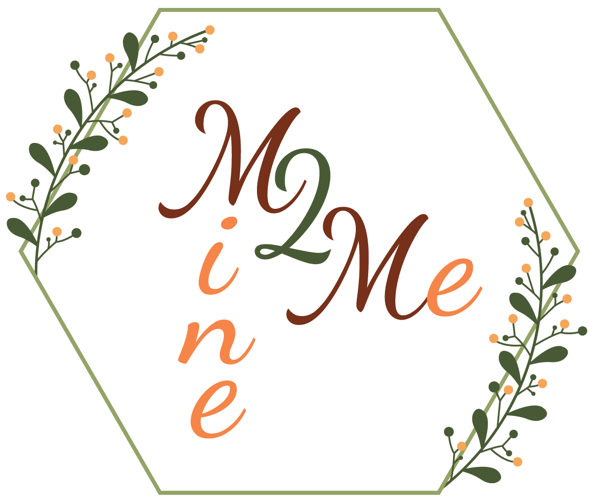 Hexagonal emblem with "Mine 2 Me" text.